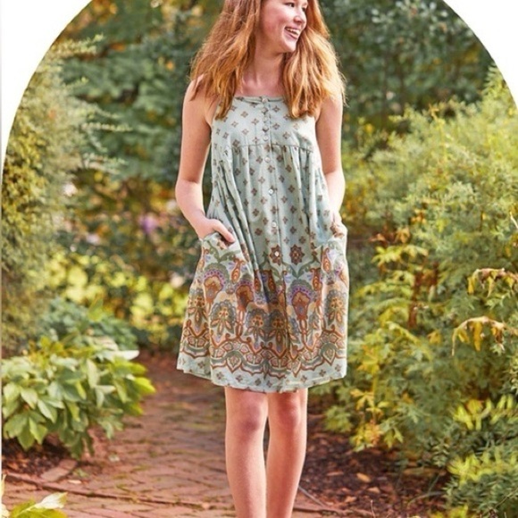 April Cornell Dresses & Skirts - April cornier strappy tunic dress mint green pattern